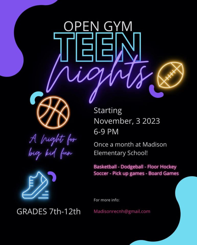 2023 Teen Night Open Gym Flyer